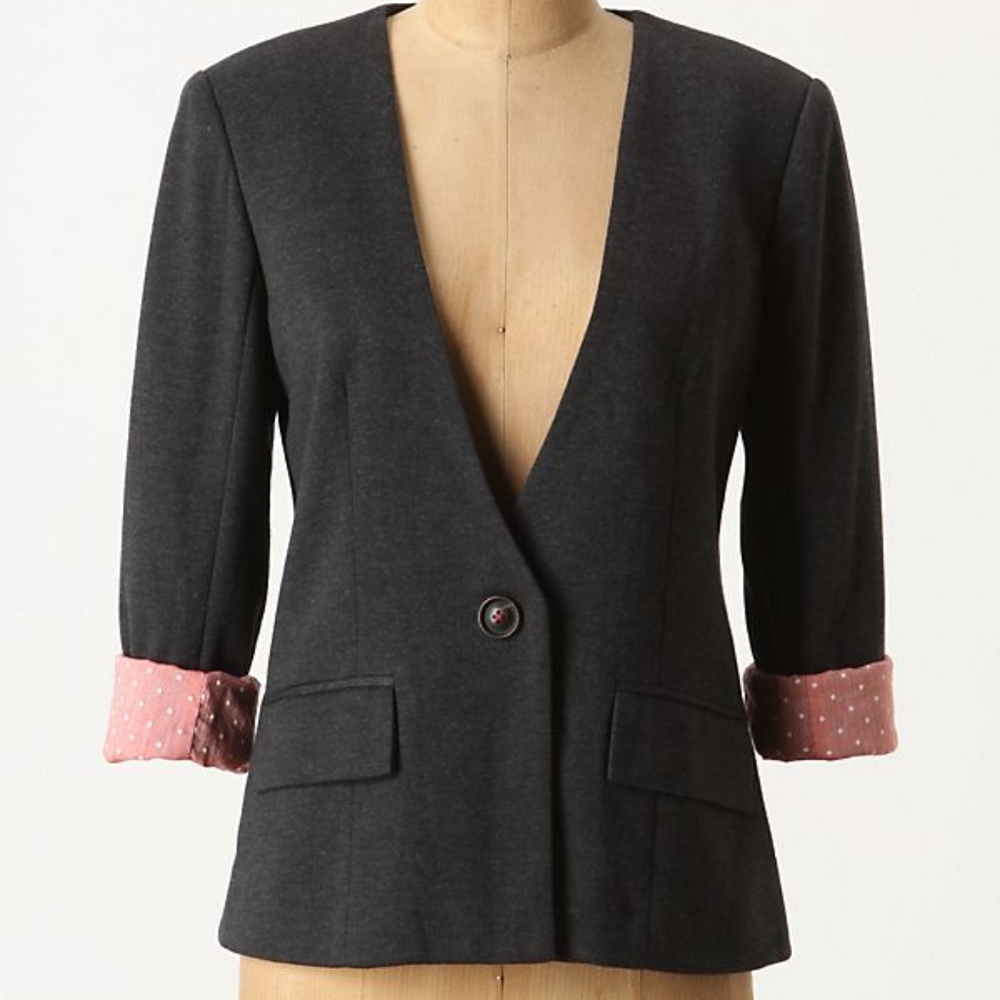 Anthropologie Gray Cartonnier Sans Collar Blazer